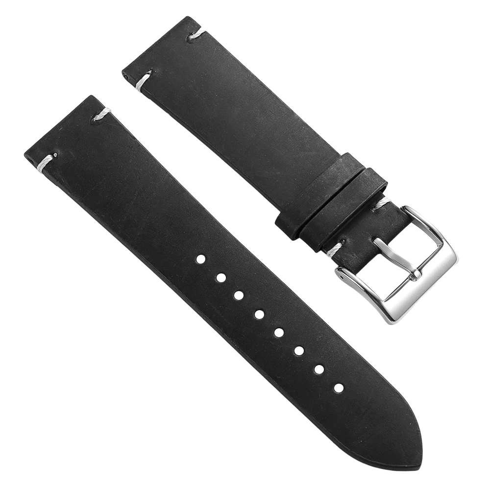 18mm 20mm 21mm 22mm Öl-Wachs-Leder-Uhrenarmband Braun Weiches Vintage-Armband für Herren Handgefertigtes Genähtes Rindslederband für Omega-Uhren – Detail 23