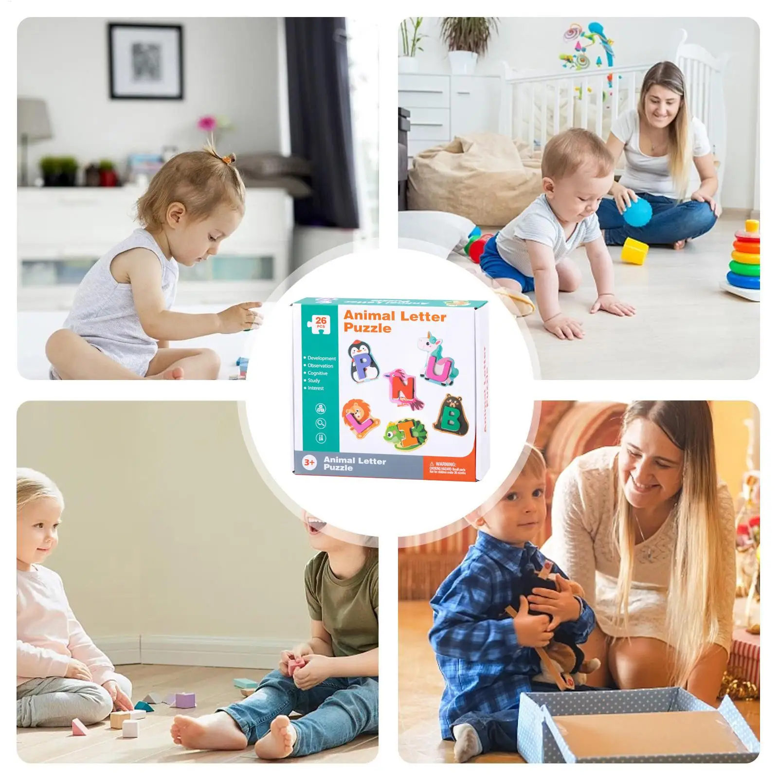 Alfabetpuzzels 26-delige alfabetdierenpuzzels Matching Game Voorschools leerspeelgoed voor thuisschoolse reizen in de vroege kinderjaren