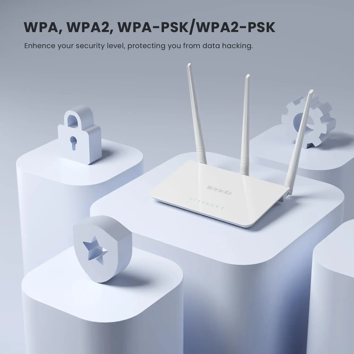 Tenda F3 WLAN Router N300 For Connection to Cable/DSL Fibre Modem 3x5dBi External Antennas 2.4GHz 300Mpbs Mini Home Wifi Routers