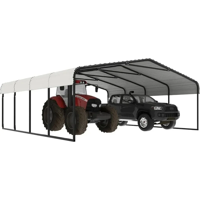 

20' x 20' Heavy Duty Canopy Shelter for Outdoor Carport and Garage with Innovative Metal Roof and Frame Design