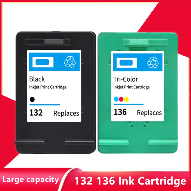 132 136 Ink Cartridge Replacement for HP132 136 for HP Photosmart 2573 C3183 Officejet 6213 PSC 1513 printer