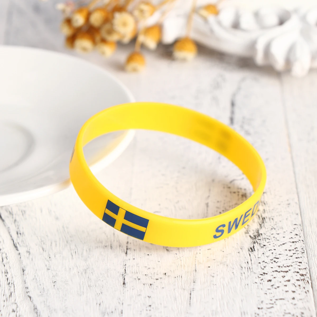 

5pcs Country Flag Printed Silicone Wristbands Comfortable Durable Sports Bracelet For Games Cheer Sweden Flag Decorative Hand