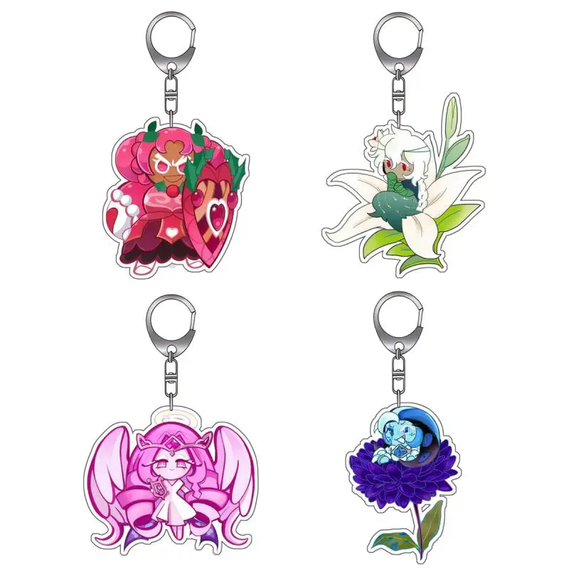 

Anime Acrylic Keychains for Cookie Run Kingdom Shadow Milk Cookie White Lily Cookie Eternal Sugar Cookie Acrylic Bag Pendant
