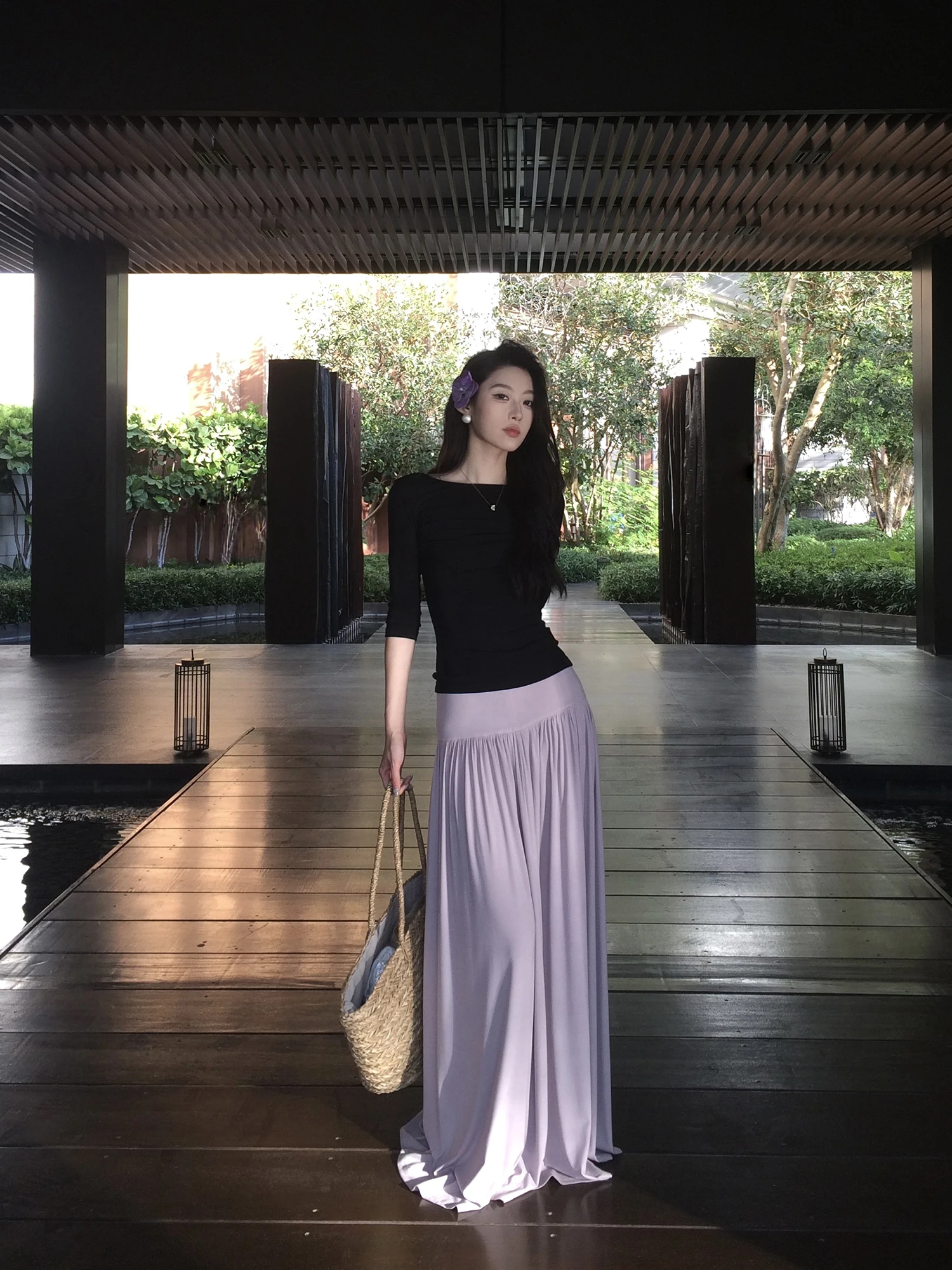 

Женская приталенная юбка KKABOVE с плиссировкой, подчеркивающая талию, из бамбукового волокна, многослойная, прямого кроя, приятная к телу, повседневная