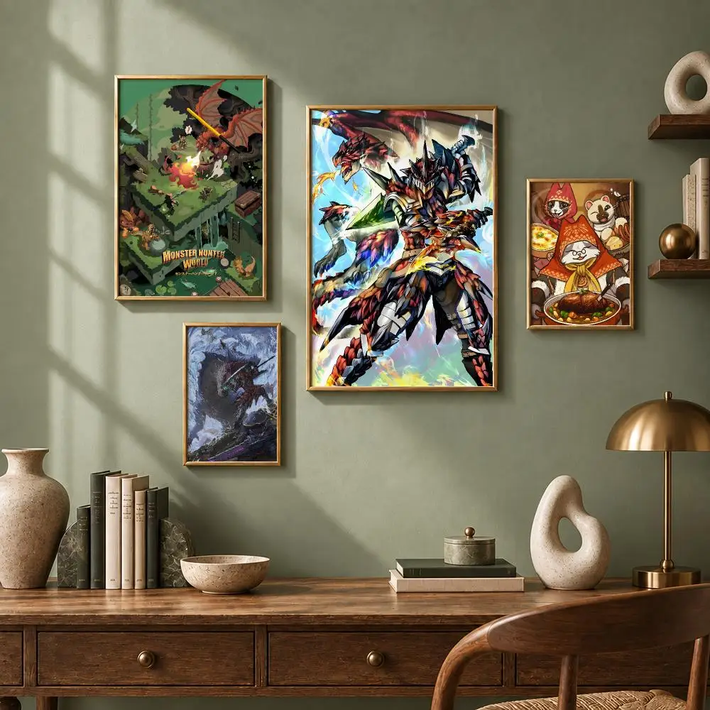 Fantasy Game M-Monster HunterS Poster HD Self-Adhesive No Residue After Removal Ideal for All Kinds of Wall Decor