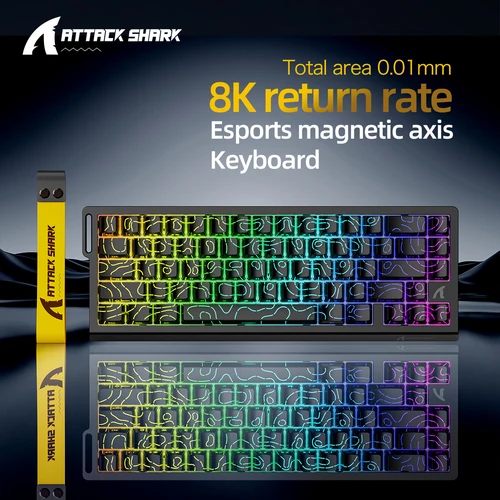 Imagen 2 del producto ATTACK SHARK X68HE X68Pro He teclado mecánico magnético para juegos profesionales 0,01mm disparo rápido 8000Hz SOCD/Rs 0,125 ms 128K velocidad