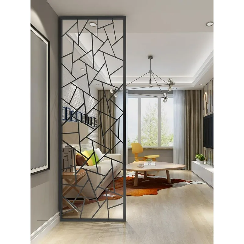 Wrought iron screen partition wall living room hollow office decoration entrance entrance Nordic Internet celebrity modern metal