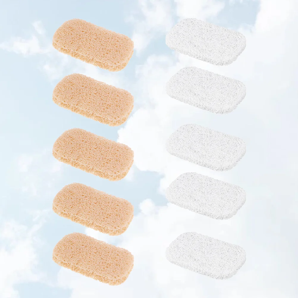 10 قطعة وسادة الصابون المضادة للانزلاق حامل الصابون طبق الذاتي استنزاف بار التوقف للحمام المطبخ تخزين جاف نظيف القطع الناقص الأبيض البيج #1