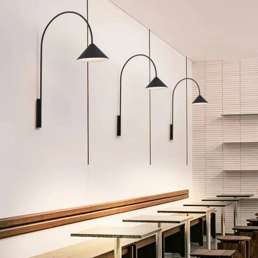 Minimalist Black Wall Lamp Home Decoration Lighting Restaurant Living Room Long Pole Wall Lamps Creative Background Light