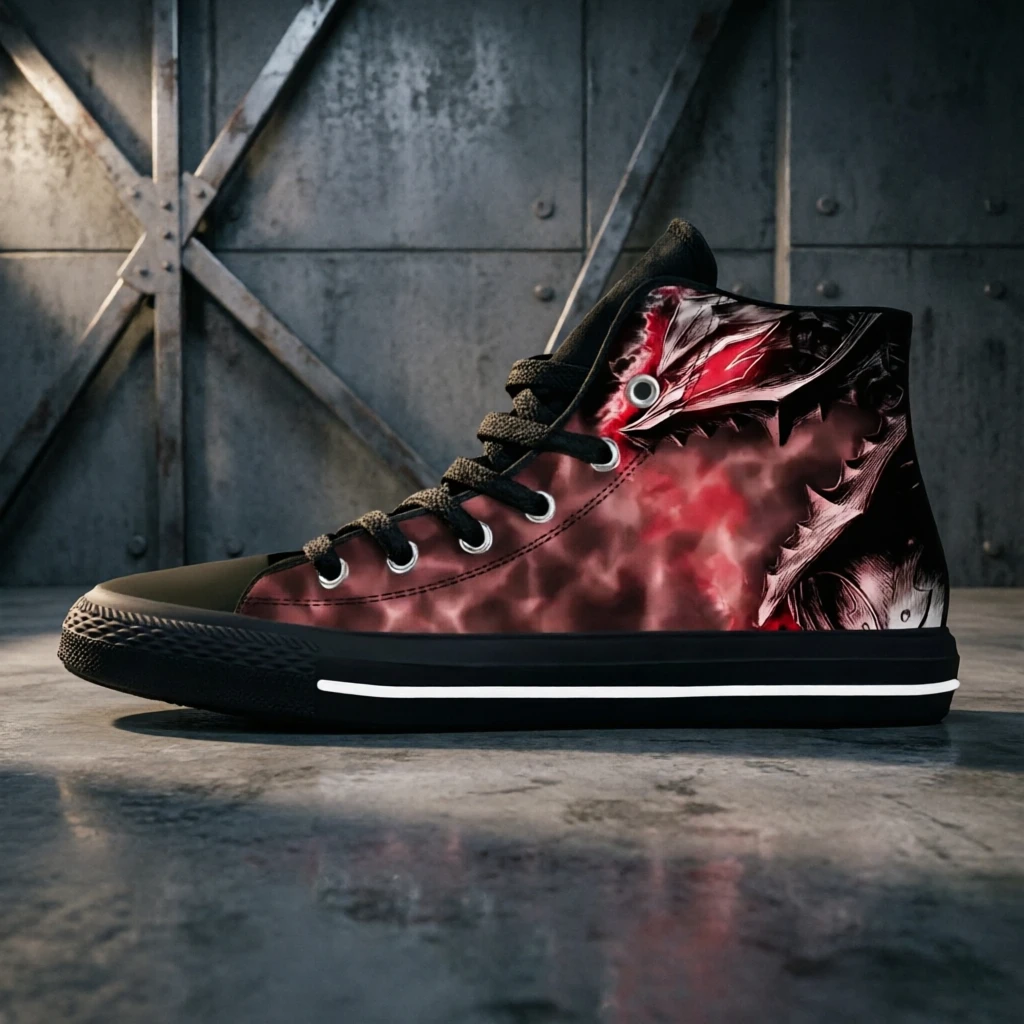 Zapatos con temática de fantasía oscura Berserk Guts, zapatos informales unisex transpirables de caña alta, zapatos de viaje ligeros antideslizantes para senderismo