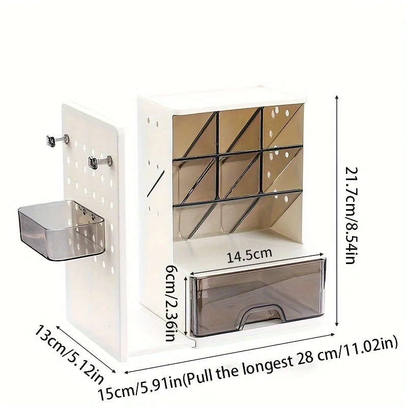 Multifunctional Desk Organizer with Retractable Bookend DIY Pegboard Desktop Stationery Storage Caddy Student Office Supplies
