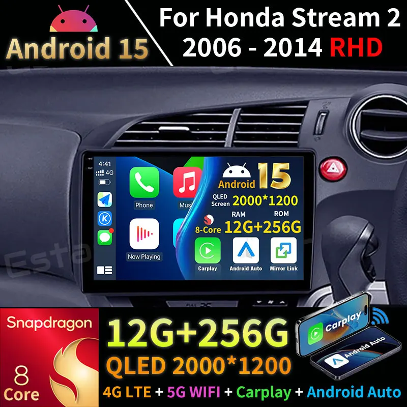

Android 15 Carplay For Honda Stream 2 2006 - 2014 RHD GPS Navi Wifi RDS BT Auto Car Intelligent Systems Video Player Stereo DSP