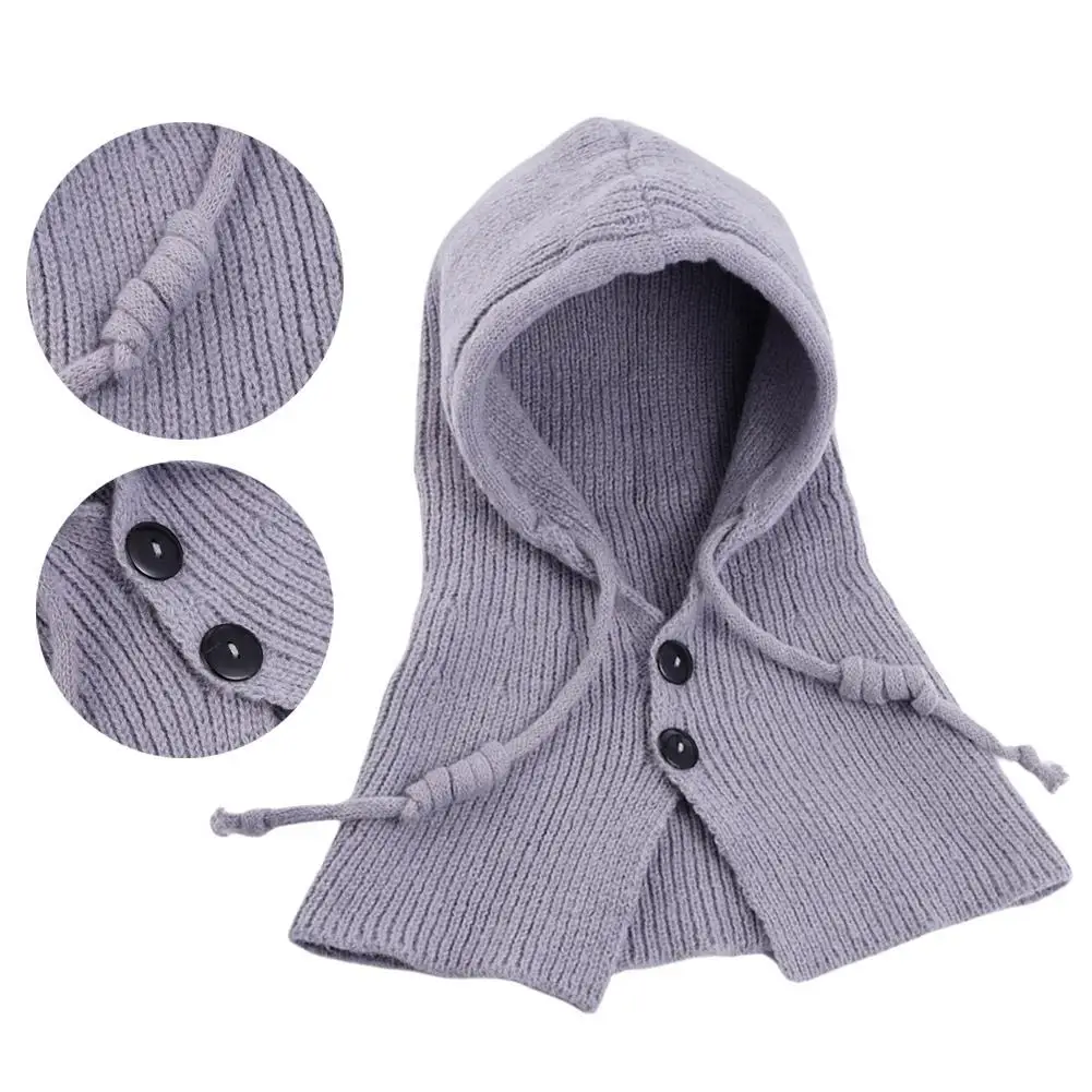 الشتاء موضة محبوك مقنعين قبعة المرأة رمادي غطاء الرقبة بالاكلافا بيني الكورية Y2k الصوف قطعة واحدة البلوز قبعة للسيدات