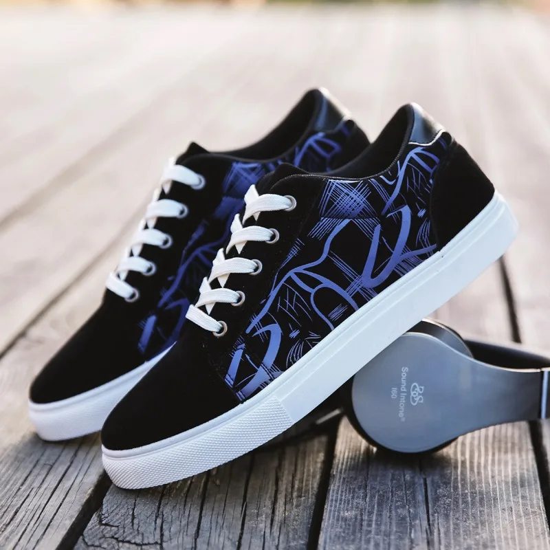 New Arrival Trend Graffiti Designer Men Casual Shoes Street Youth Fashion Skateboarding Shoes Student Sneaker Leisure Board Shoe