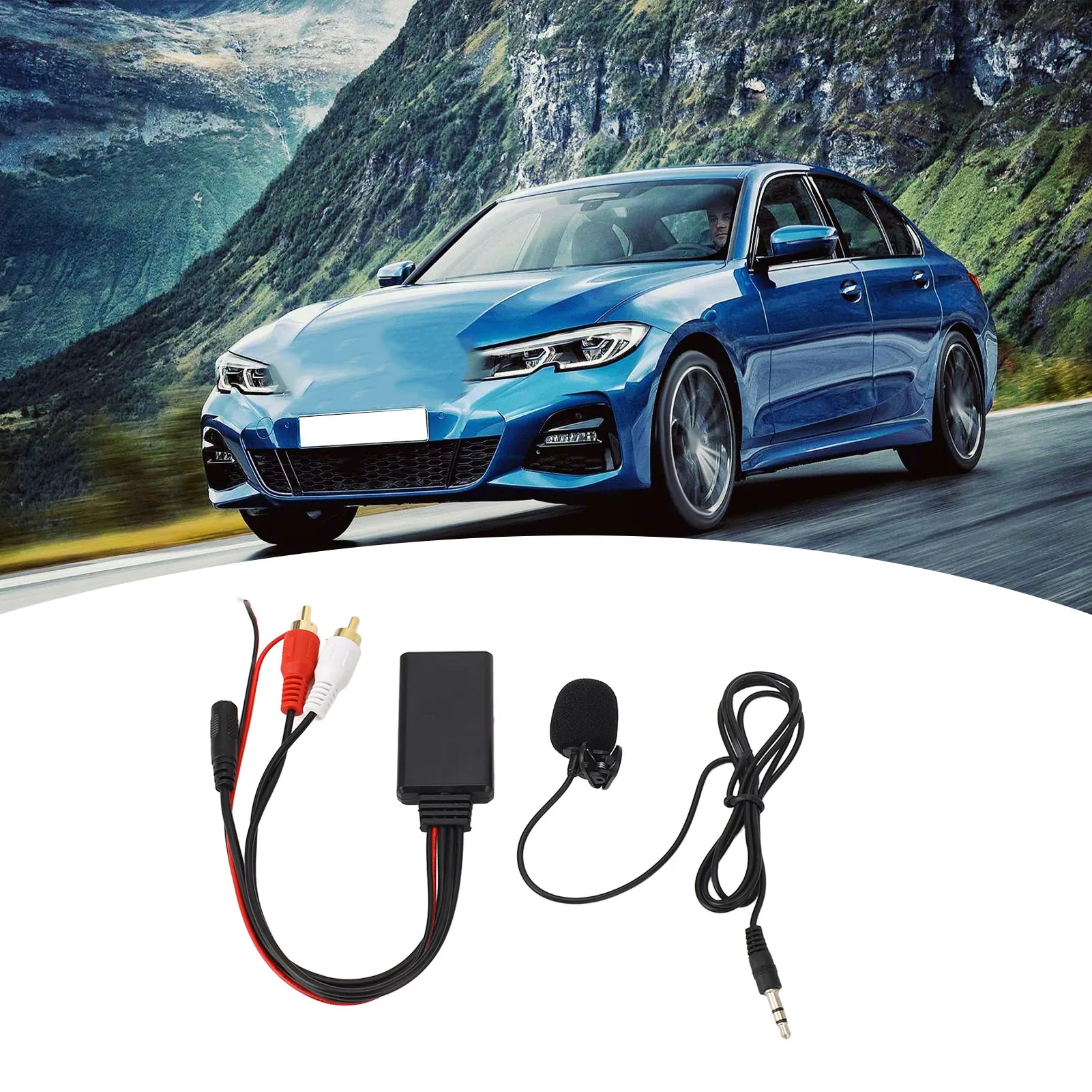 Bluetooth AUX Module 2 RCA Cable Adapter with Hands‑Free Microphone for for Alpine for Pioneer