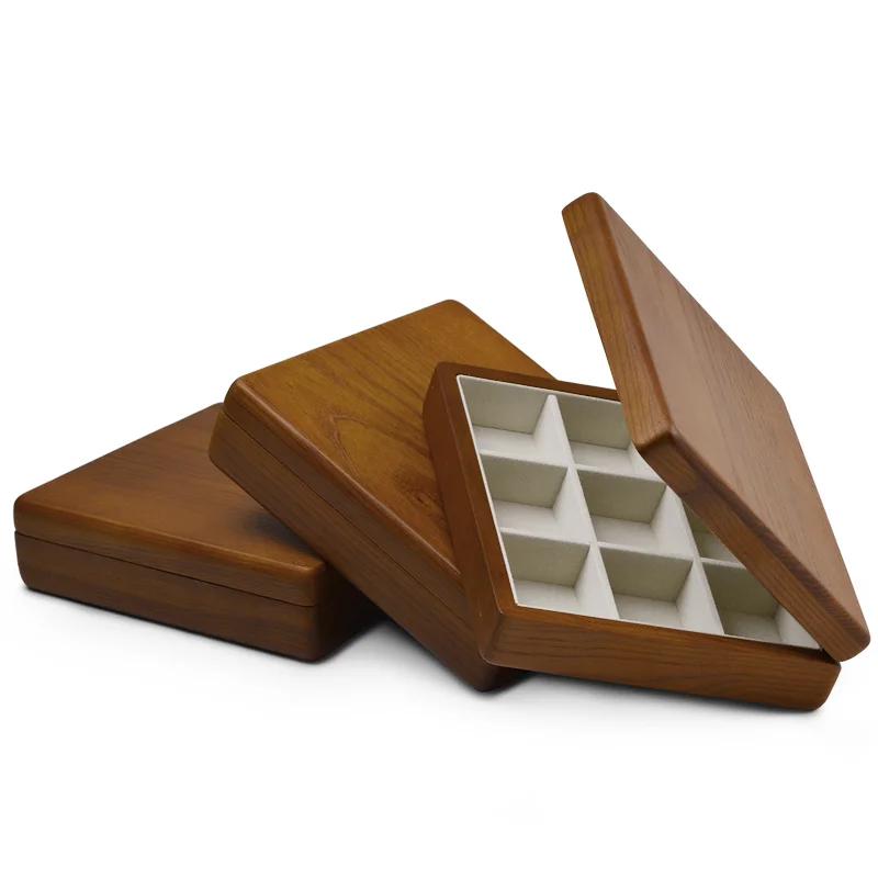 Oirlv-organizador de joyas de madera, organizador de anillos, joyero de madera maciza, 7x6,3x1,5 pulgadas (18x16x4cm), cajas de almacenamiento de