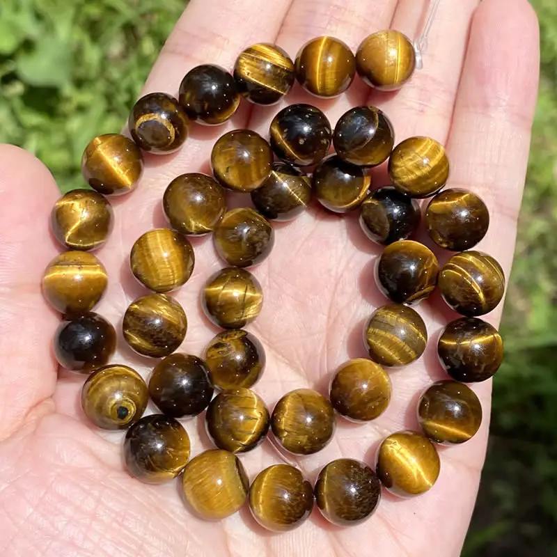 Natural Stone Beads 4 6 8 10mm Tiger Eye Lava Amethyst Green Dongling Pearl Jewelry Making DIY Bracelet Necklace - view 4