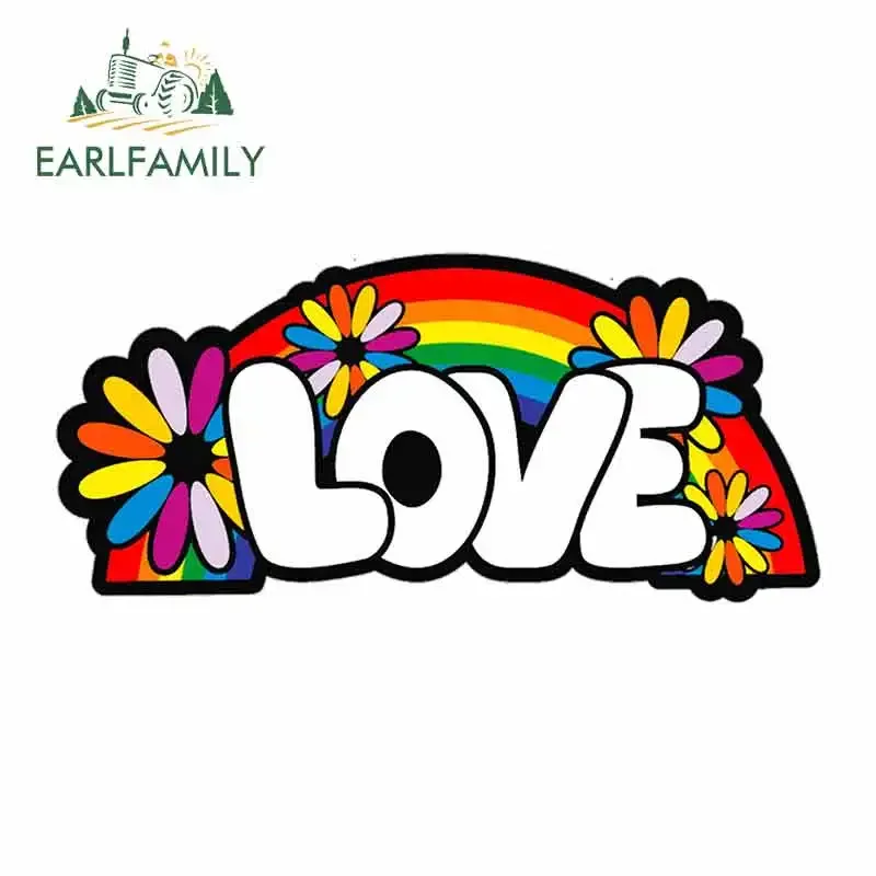 EARLFAMILY 13cm x 6.8cm For Love Rainbow Flower Child Hippy Car Graphic Decal Car Accessories VAN GTR Decoration Stickers