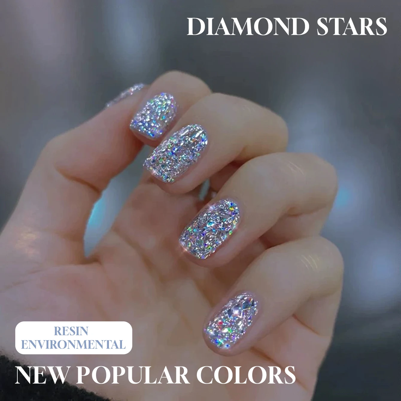 MIANEL 12ML 2026 Kristall-Glitzer-Gel Nagellack mit Sieben Farben, Diamant-Platin-Silber Feinglitzer für Nägel