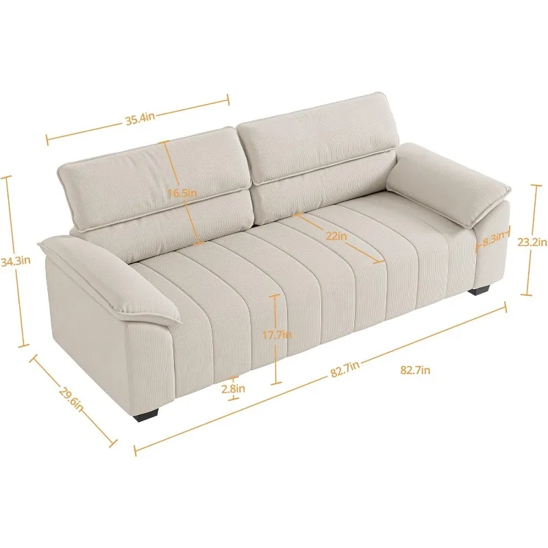 82.7" Sofa, Comfy Sofa Couch with Deep Seats, Modern Sofa Couch- 3 Seater Sofa, Oversized Loveseat for Living Room Apartment