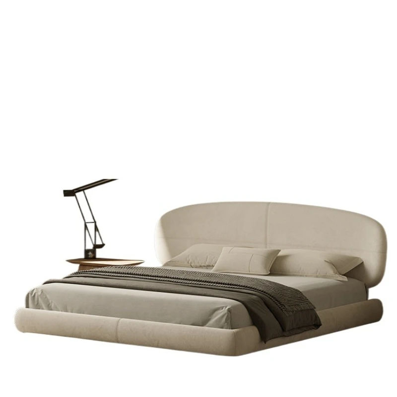 

Modern simple Internet celebrity bedroom bed, small apartment cream minimalist 1.8 meters suspension bed