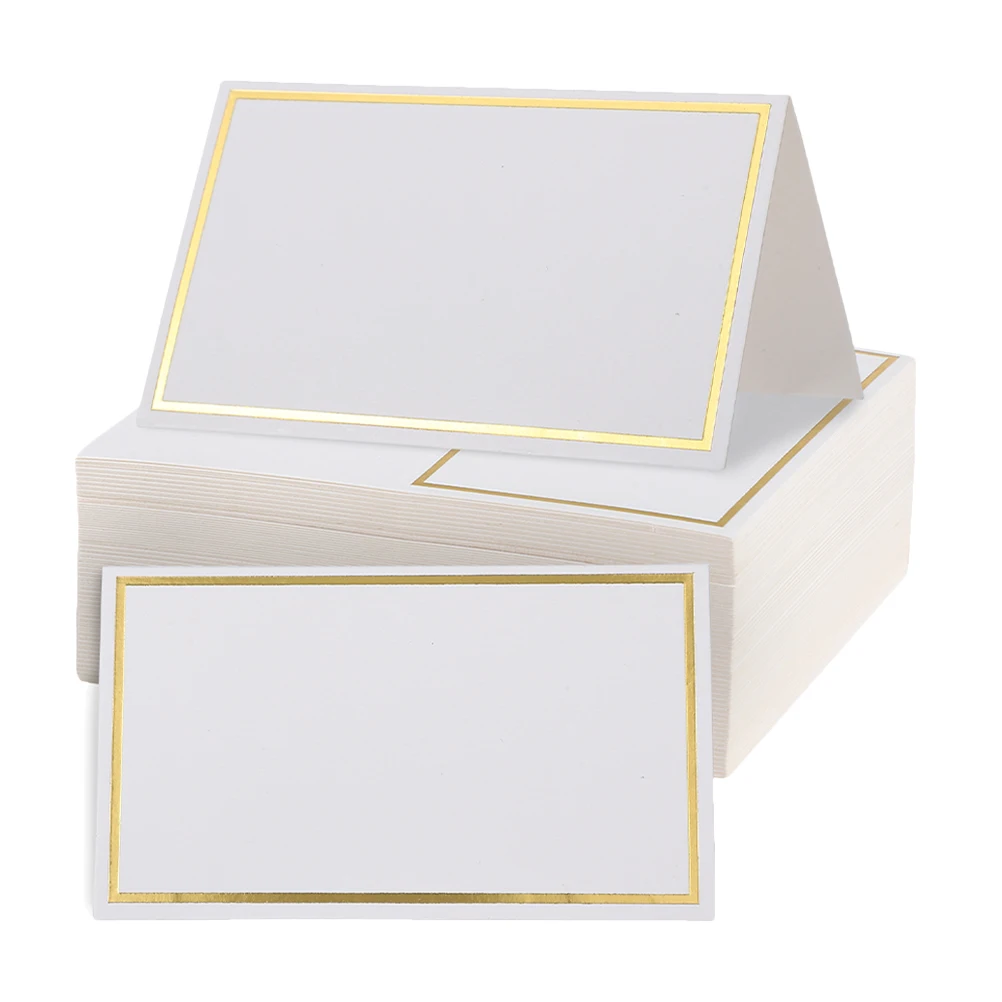 

120pcs Foil Tent Table Name Signs Blank Place Cards For Wedding Party Banquet Reserved Signs Table Number Cards