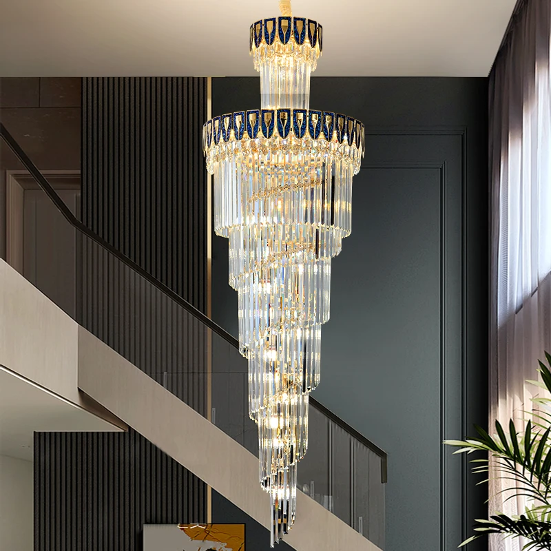 Large Imperial Crystal Chandelier Hotel Hall Living Room Staircase Hanging Pendant Lamp Modern Big Lighting