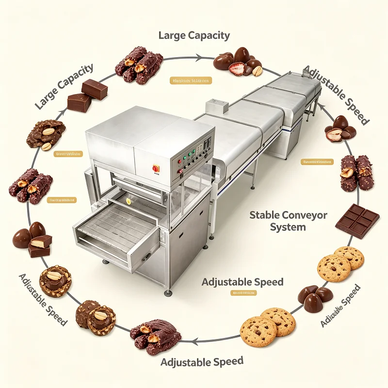 Chocolate Enrobing Machine Bakery Coating Equipment for Donut & Nut Confectionery, Small Automatic Applicator for Dry Fruits
