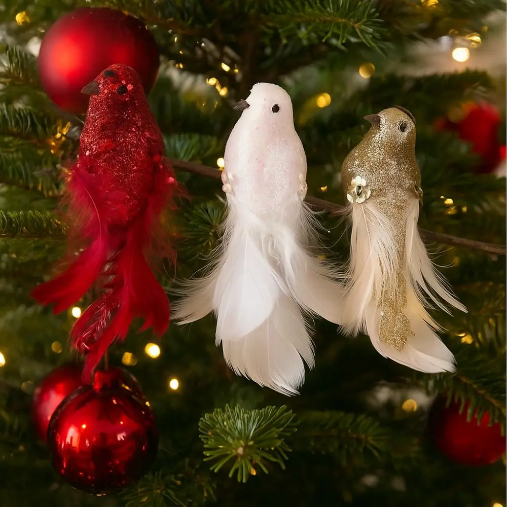 

Glitter Simulation Foam Bird White Doves Realistic Feather Birds Ornaments Beautiful Handmade Bird Clips Decorations