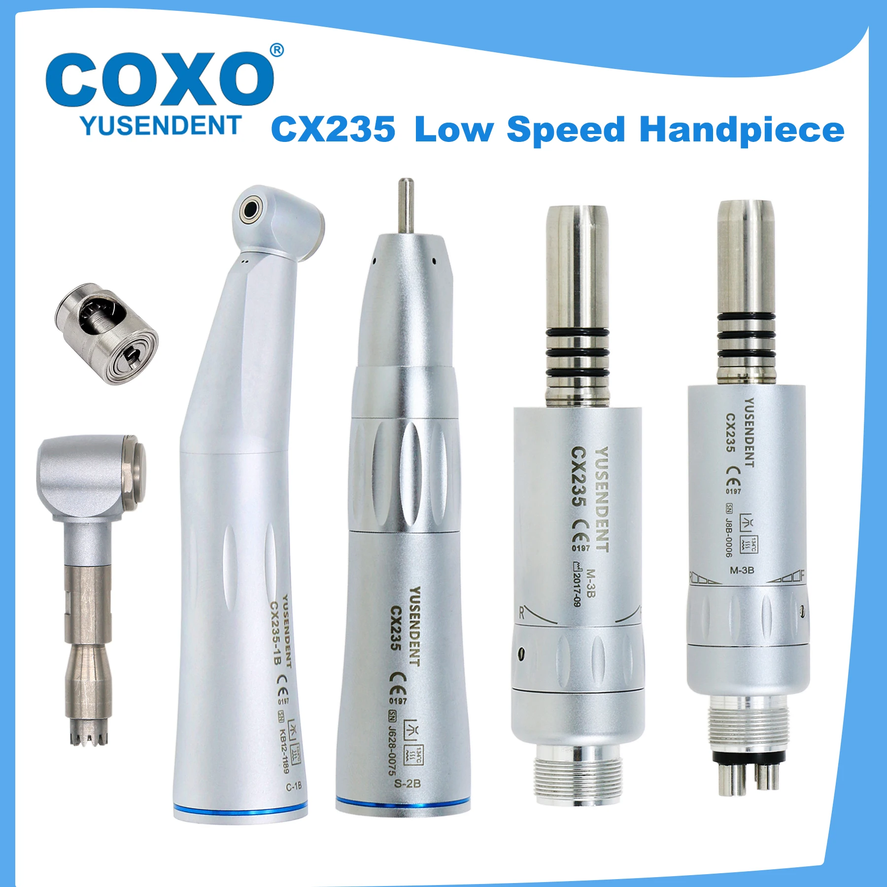 COXO CX235 Dental 1:1 Low Speed Handpiece Straight Handpiece Internal Water Spray 2/4 Holes Air Motor E Type Fit NSK KAVO