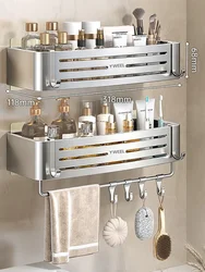 Estante de baño sin taladro, organizador de champú y maquillaje, estante de ducha de aluminio, accesorios de baño