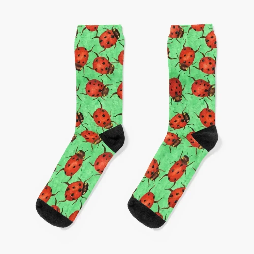 Watercolor Ladybugs Socks halloween japanese fashion tennis Stockings compression Luxury Woman Socks Men's