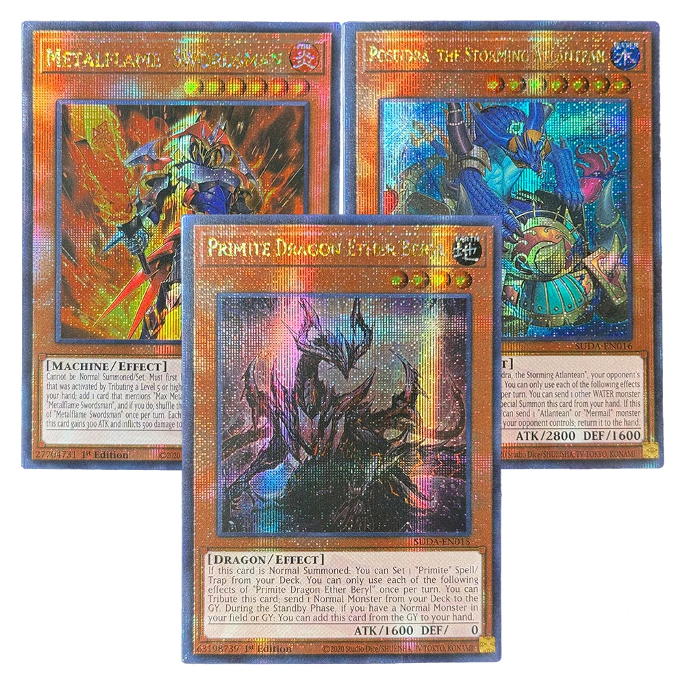 

Фольгированные карты YuGiOh-QCScR YGO Darkness Quarter Century Secret Редкий Primite Dragon Ether Beryl Poseidra, хранилище Atlantean