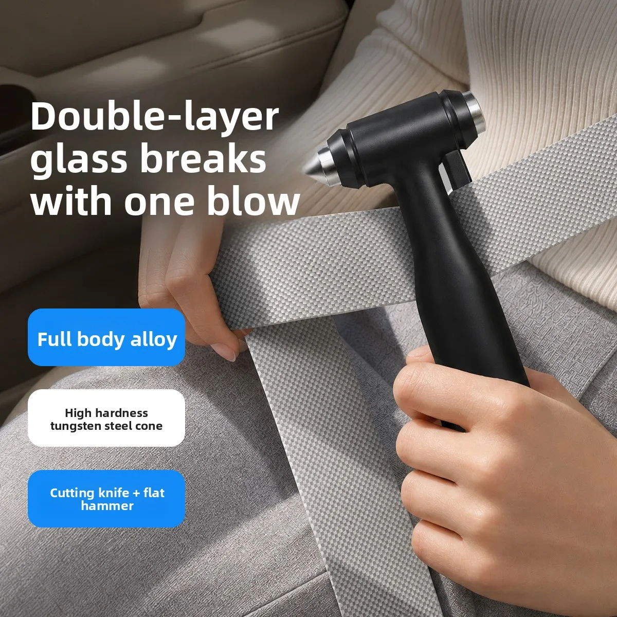 Alloy Car Safety Hammer Window Breaker Seatbelt Cutter Emergency Escape Tool for Vehicle Rescue