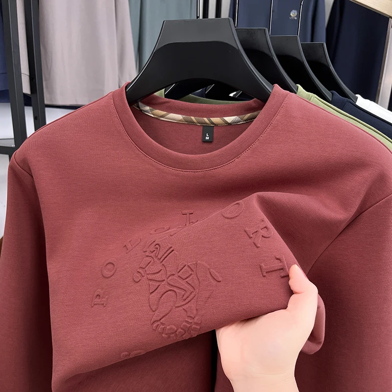 مصمم رجل طويل الأكمام هوديي ثلاثية الأبعاد نمط الكورية نمط الجولة الرقبة القمم البلوز رشاقته موضة عادية الخريف ملابس رجالية جديدة #3