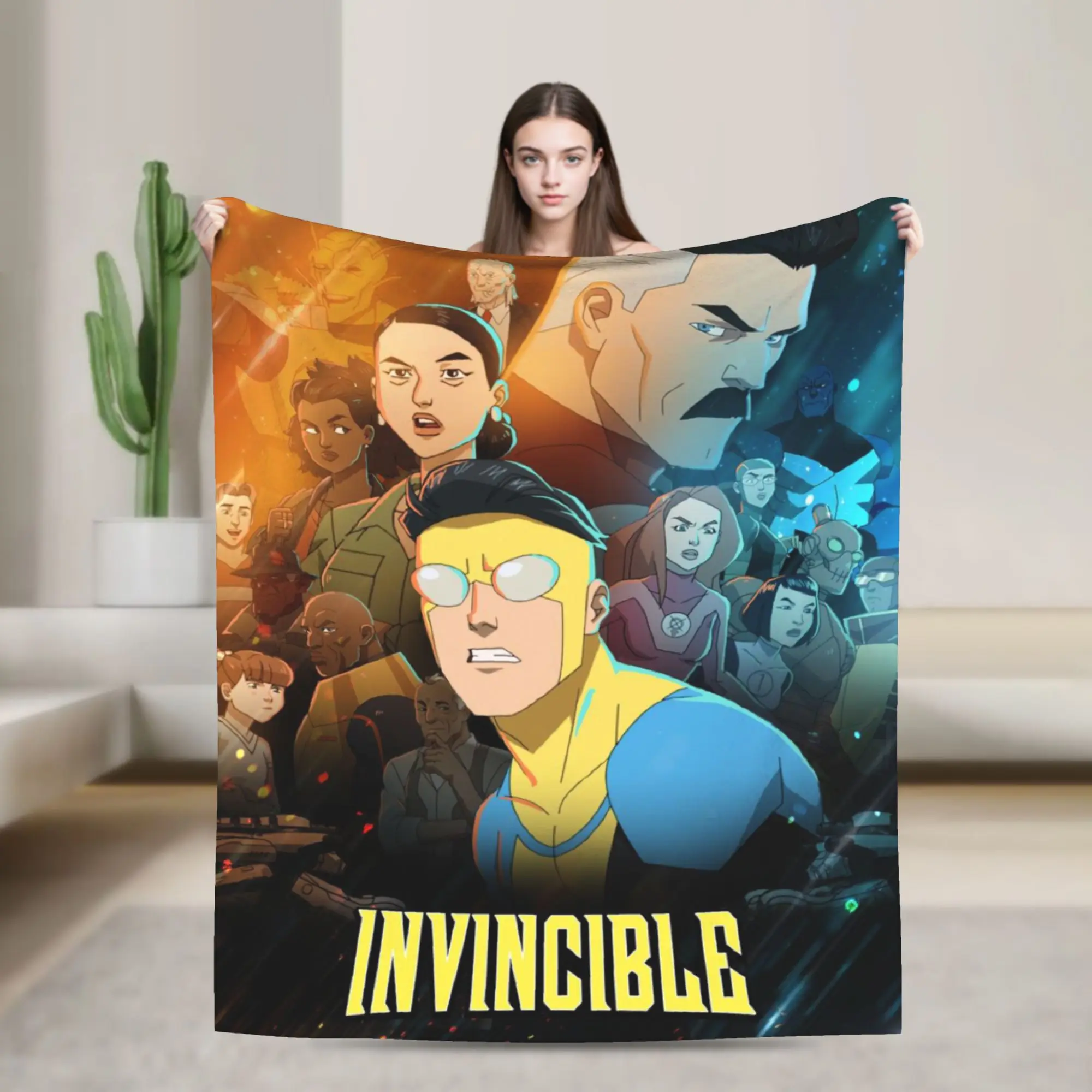 Invincible Omniman Amazing Hero Anime  Throw Blanket for Couch  Soft Fuzzy Plush Blanket 50x60 Inches Multi-size Bedspreads
