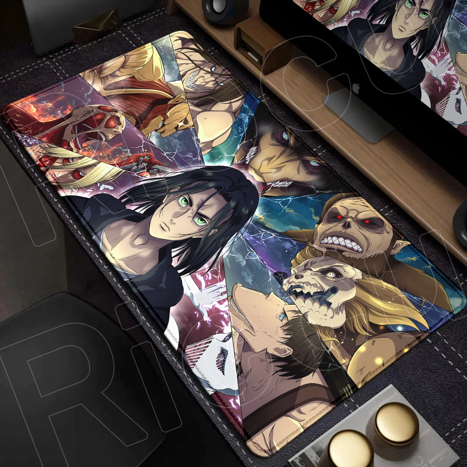 Large Computer Gaming Mousepad Anime Laptop Keyboard Carpet XXL Attack on Titan Stitch Edge Mouse Pad Non-slip Durable Table Mat
