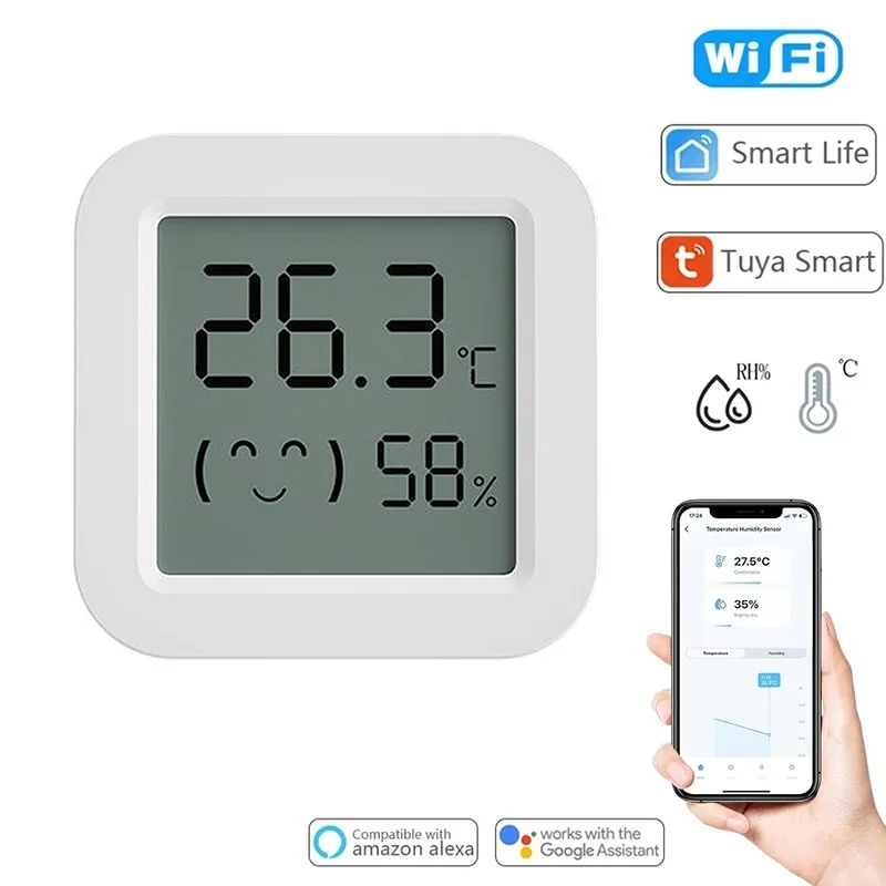 

Tuya WiFi Temperature Humidity Sensor Smart Life APP Remote Monitor Thermometer Hygrometer Smart Home Work For Alexa Google Home