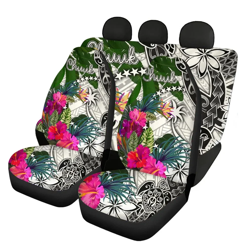 Universal Full Car Seat Cover Set For Women Men Chuuk Tribal Polynesian Print Front And Back Car Seat Covers Bench Protector