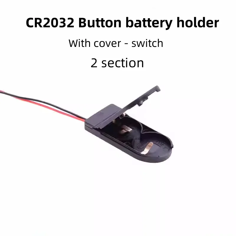 CR2032 Button Battery Holder With Cover/Switch/Cable Socket CR2025 Battery Case 3V Clamshell 1 Section/2 Section