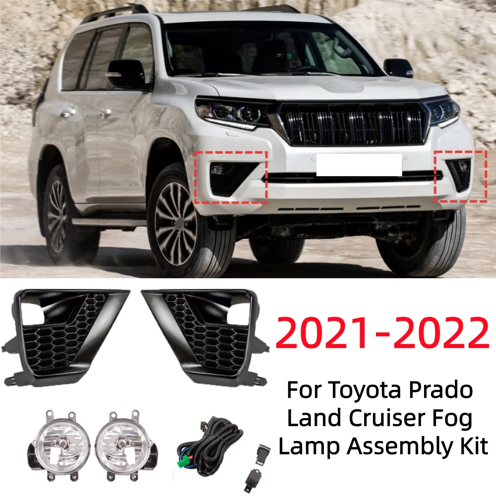 

For Toyota Prado Land Cruiser 2021-2022 Car Front Bumper Halogen Fog Lamp Assembly Kit