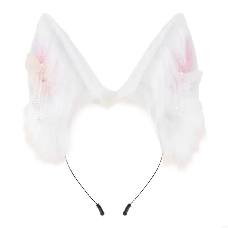 Y3ne Fux Furs Animal Cascia per capelli per eventi a tema Feste in costume morbide Accessorio per acconciatura per capelli