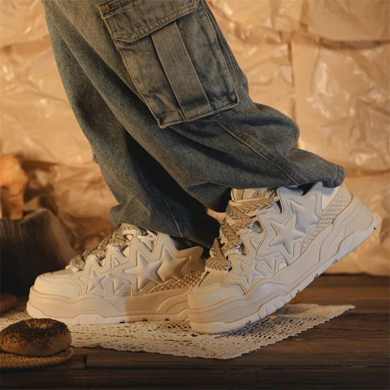 Buty damskie dla mężczyzn tenis Retro Y2K Cream Star Punk buty deskorolkowe męskie modne trampki na platformie sportowe obuwie
