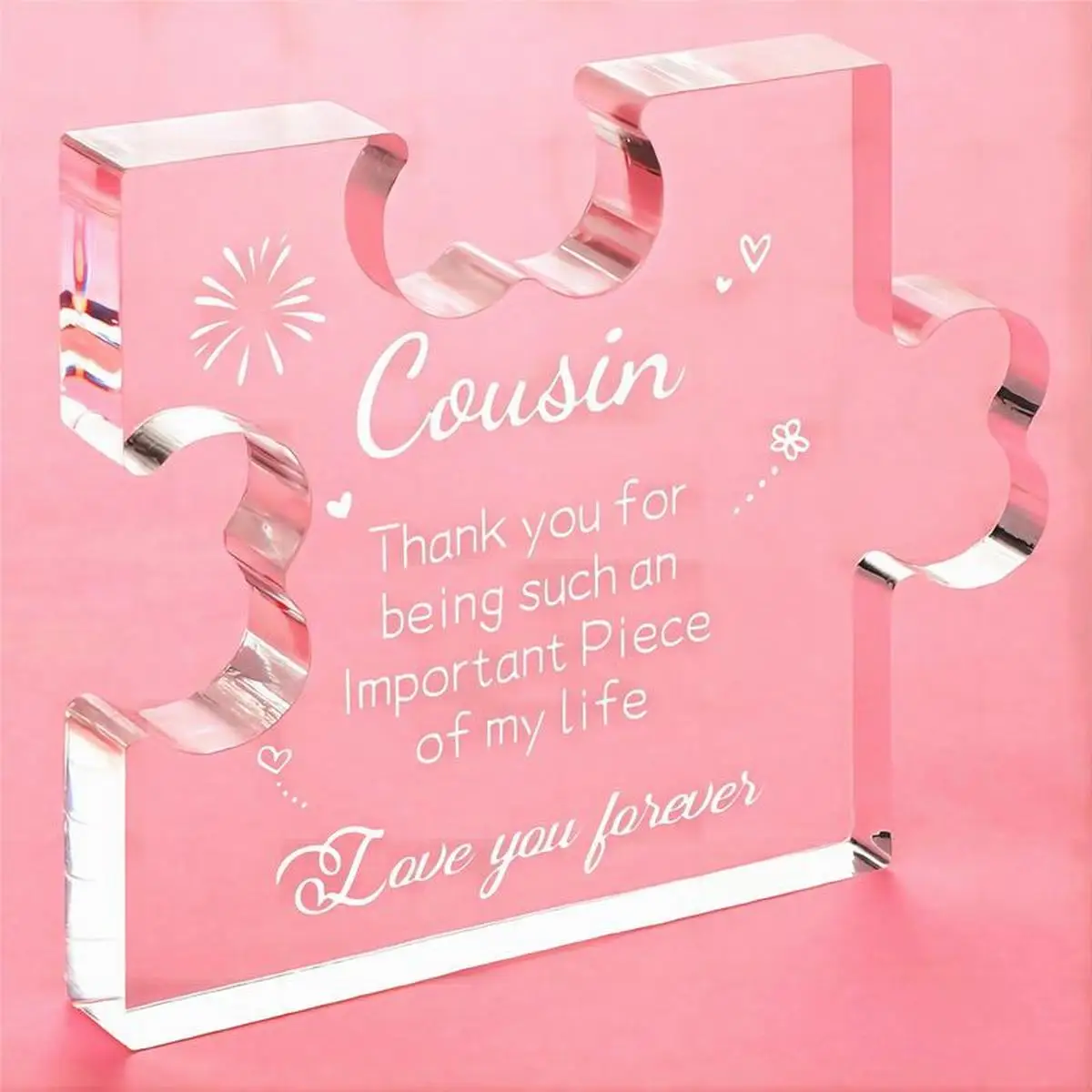 Cousin Gifts Acrylic Puzzle Plaque - Cousin Gifts for Women Desk Decorations - Card Gifts for Cousin from Sister Brother