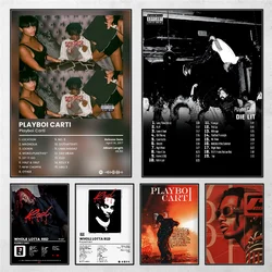 Rapper Playboi Carti Poster Self-adhesive Art Waterproof Paper Sticker Coffee House Bar Room Wall Decor