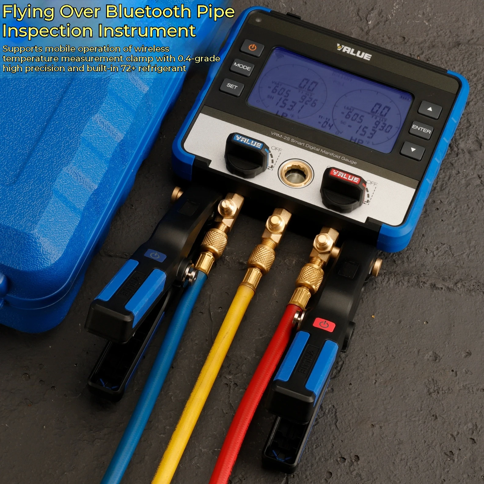 

All-in-One VRM-2S Digital Manifold Meter, 4-in-1 Mode: Pressure, Vacuum, Leak Test, HVAC System Monitoring Tool