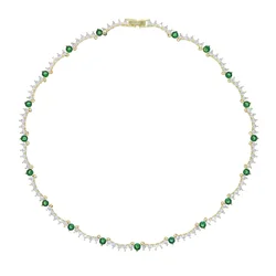 High Quality Red Blue Green Full Cz Paved Tennis Chain Choker Necklaces for Women Charm Gold Color Hip Hop Wedding Jewelry