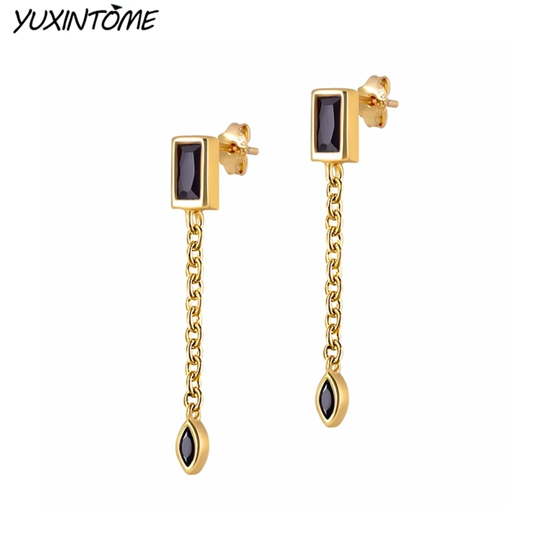 

925 Sterling Silver Needle Premium Chain Tassel 24K Gold Earrings for Women Exquisite Stud Earrings 2022 Luxury Fashion Jewelry