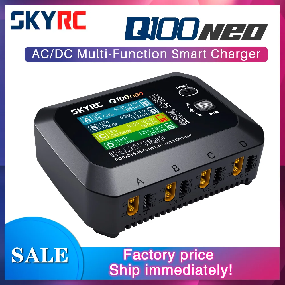 NEW SKYRC Q100neo Smart Charger AC 100W DC 240W For LiPo/LiHV/LiFe/Lilon/NiMH/NiCd/Pb