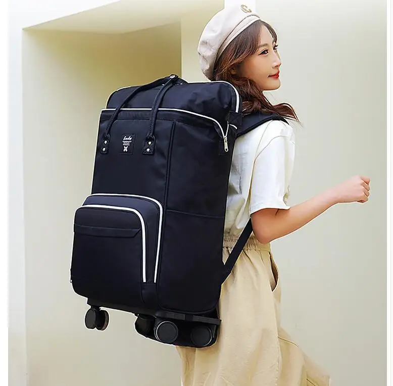 Women Soft  Business Travel Bag With wheels Travel Trolley Luggage bag Women Carry on hand Luggage rolling luggage Suitcase bag